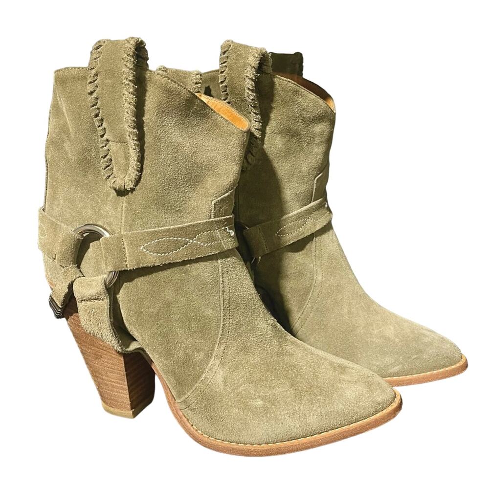 Isabel Marant Olive Green Suede Ankle Boots